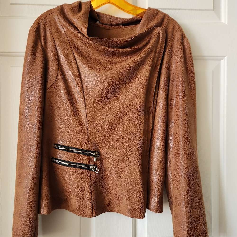 HYFVE Tan Suede Blouse with Zipper Detail